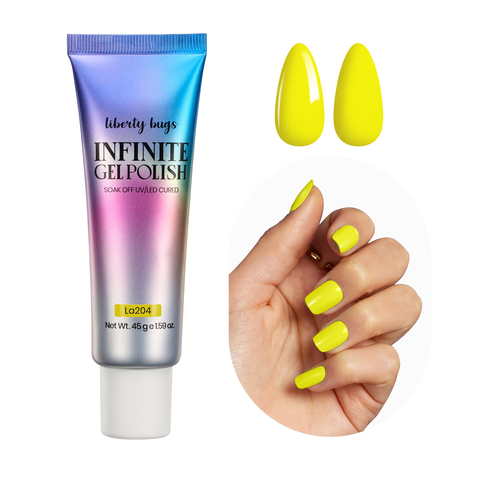 Infinite Gel Polish Yellow Gel Nail Polish,45ml Large Refill for Color Mixing,UV Cured