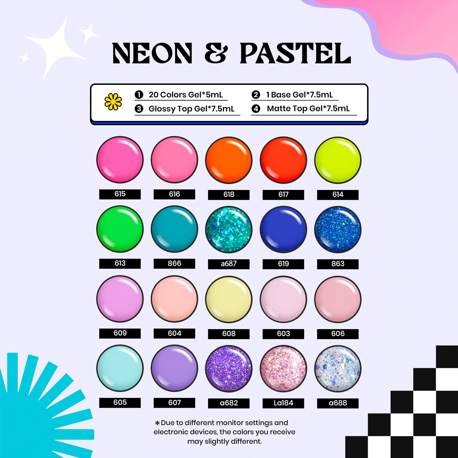 Neon & Pastel 20 Color Set