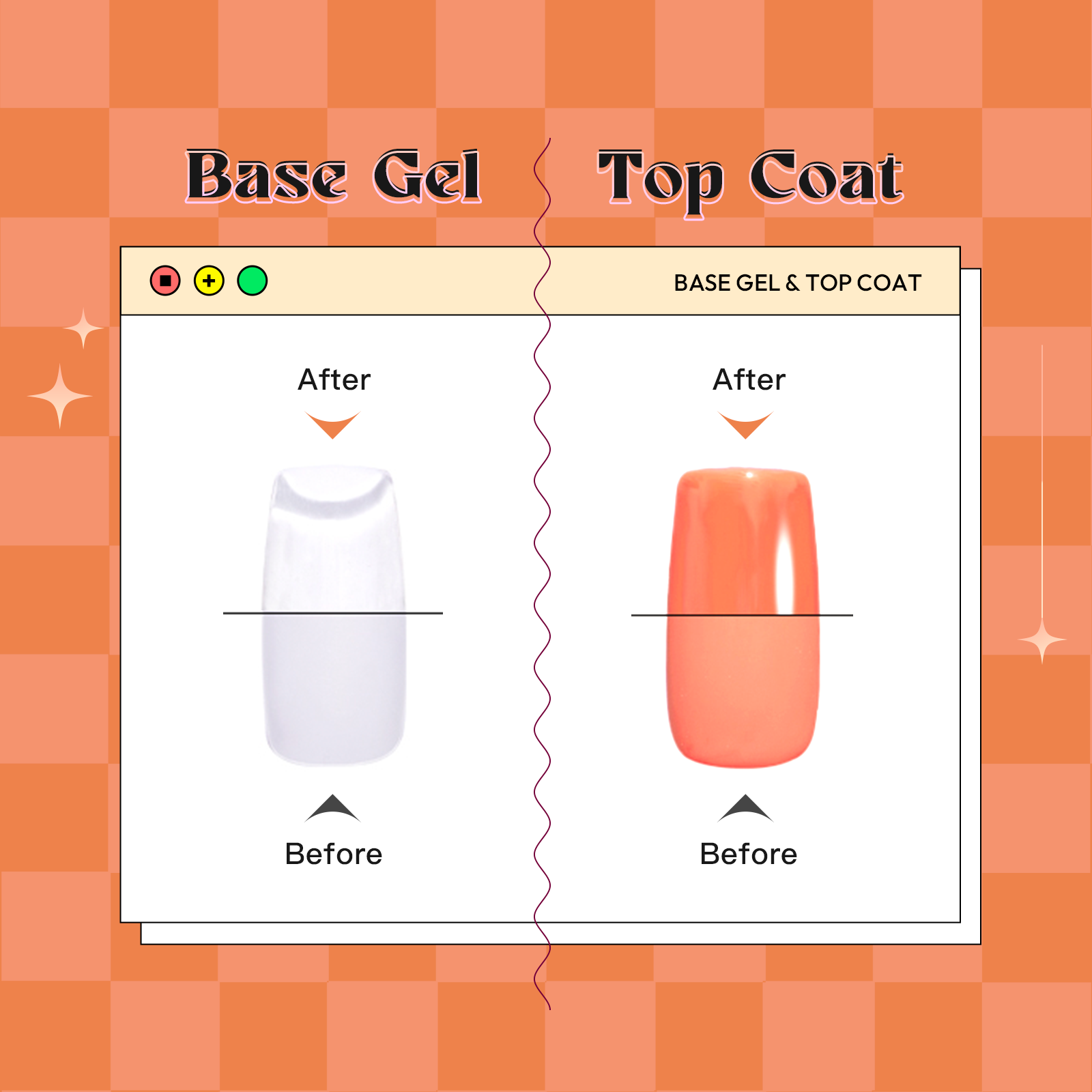 No Wipe Top Coat & Base Gel Set 15mL/Each