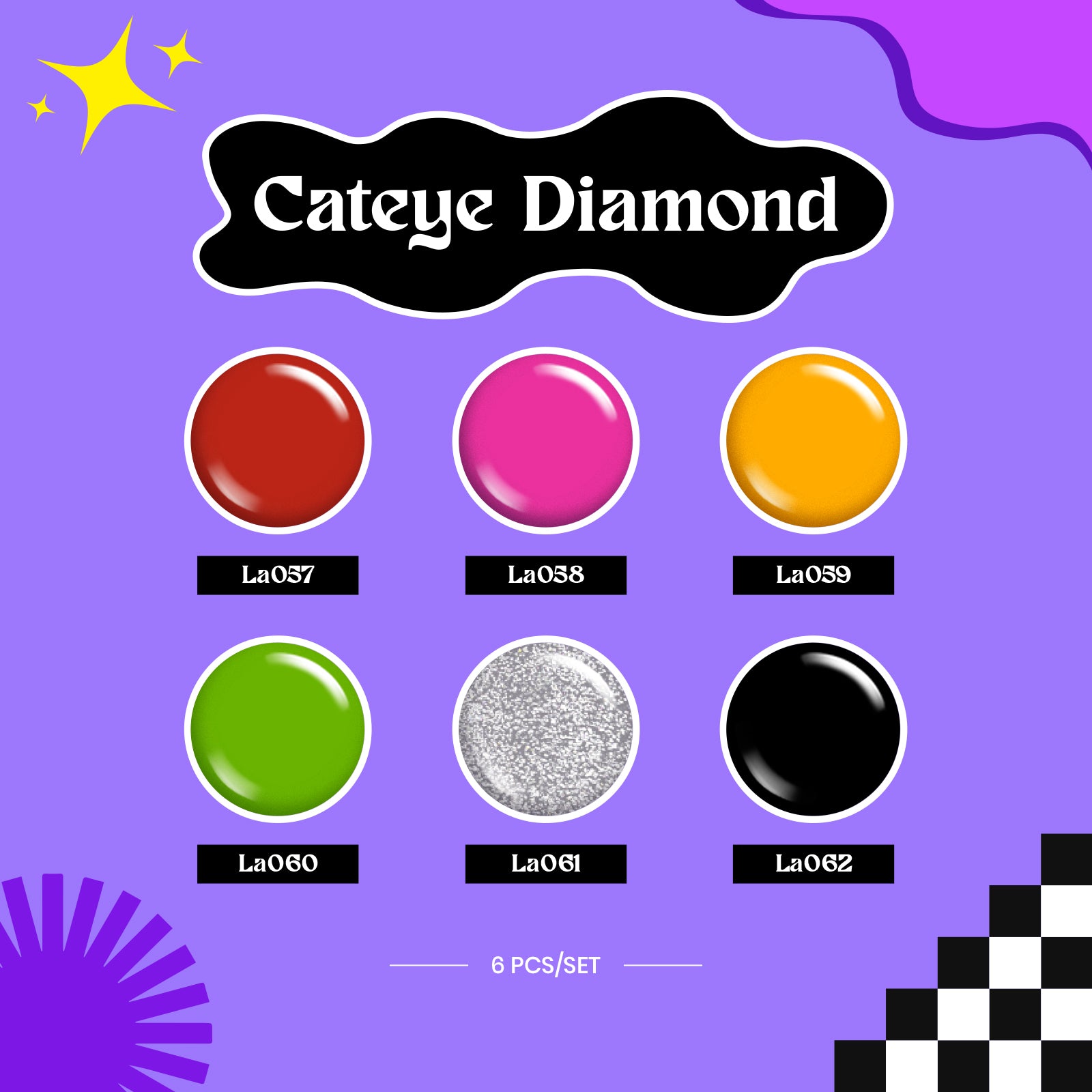 Cateye Diamond 6 Colors Set
