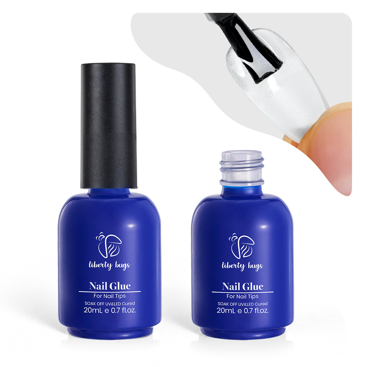 Gel Nail Glue Set 20ml*2,8-in-1 Clear UV Nail Glue Gel for Gel Nail Tips